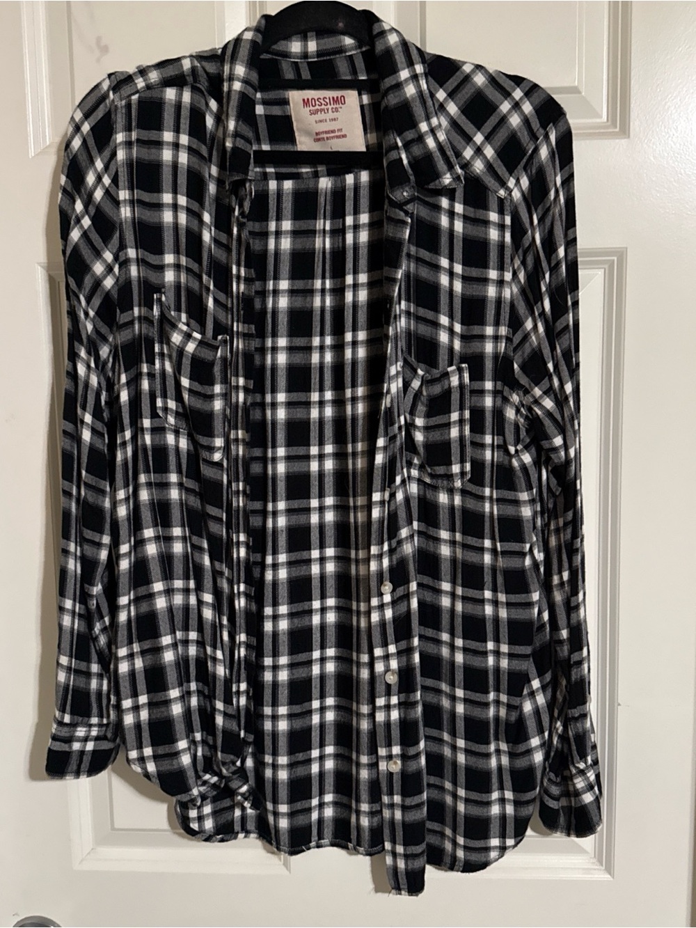 Mossimo Supply Co. Black and White Plaid Shirt - Boyfriend Fit
